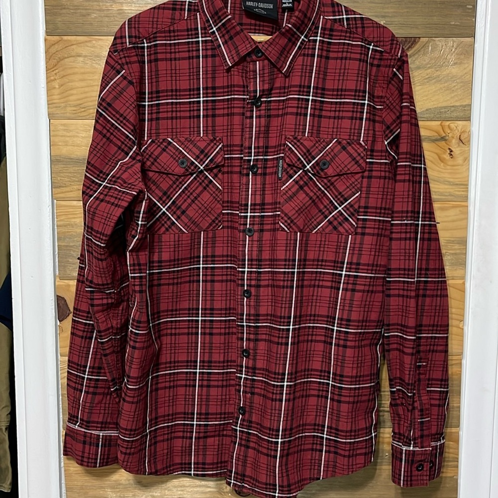 Harley‎ Davidson Men's Long Sleeve Button Down Flannel Casual Shirt Large